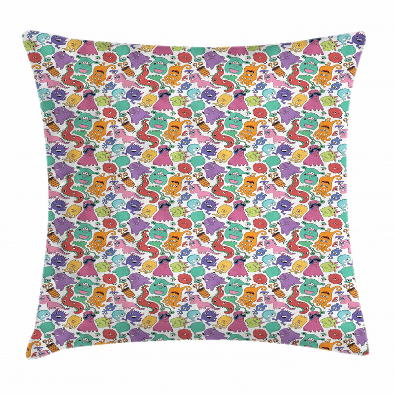 Abstract Hairy Monsters Pillow Cover
