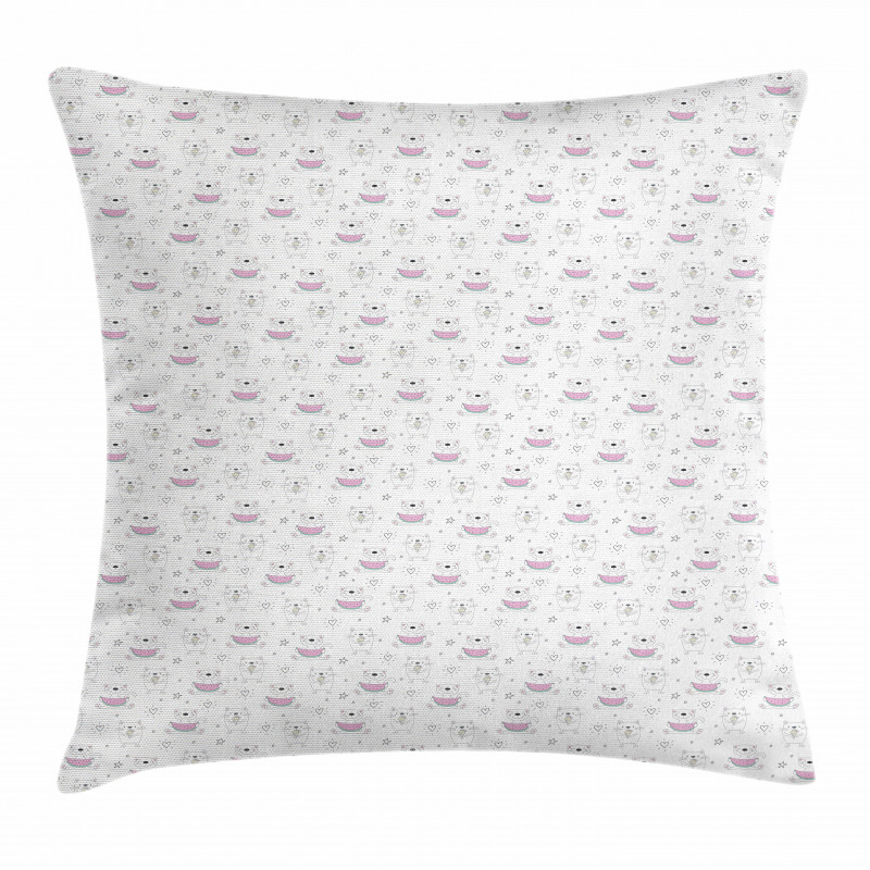 Doodle Kittens and Watermelon Pillow Cover