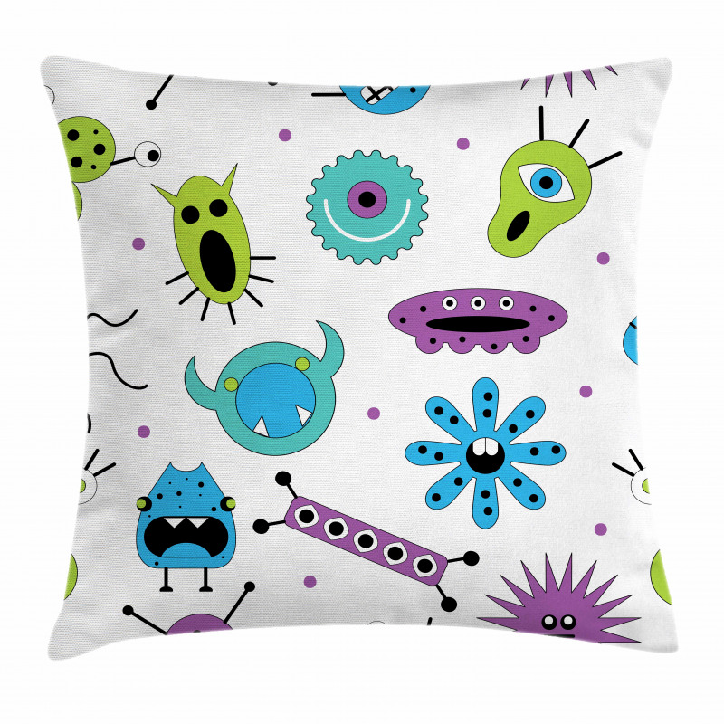 Colorful Monster Design Virus Pillow Cover