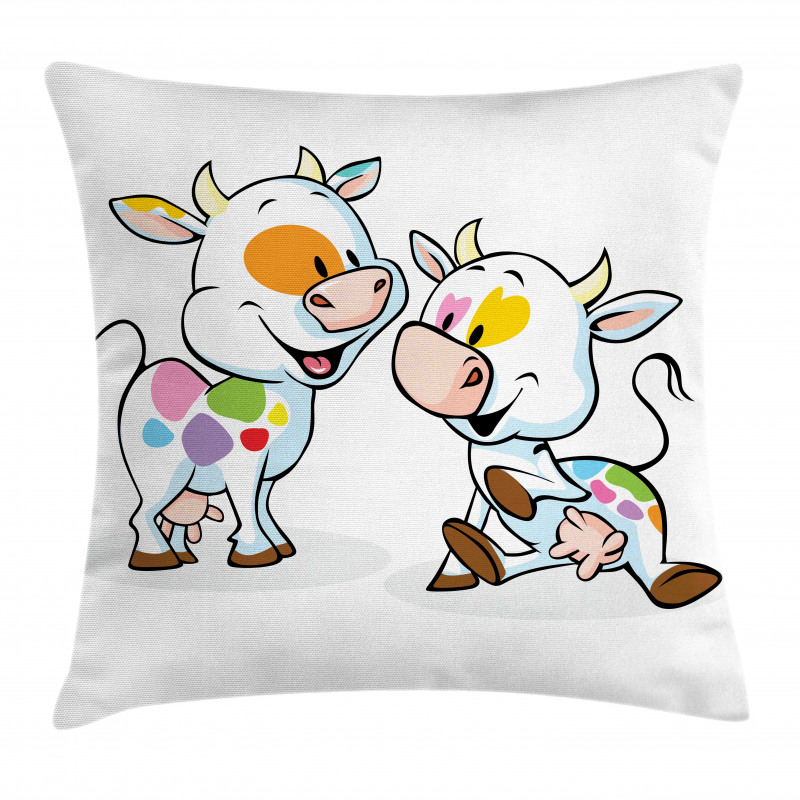 Cartoon Baby Cows Farmland Pillow Cover