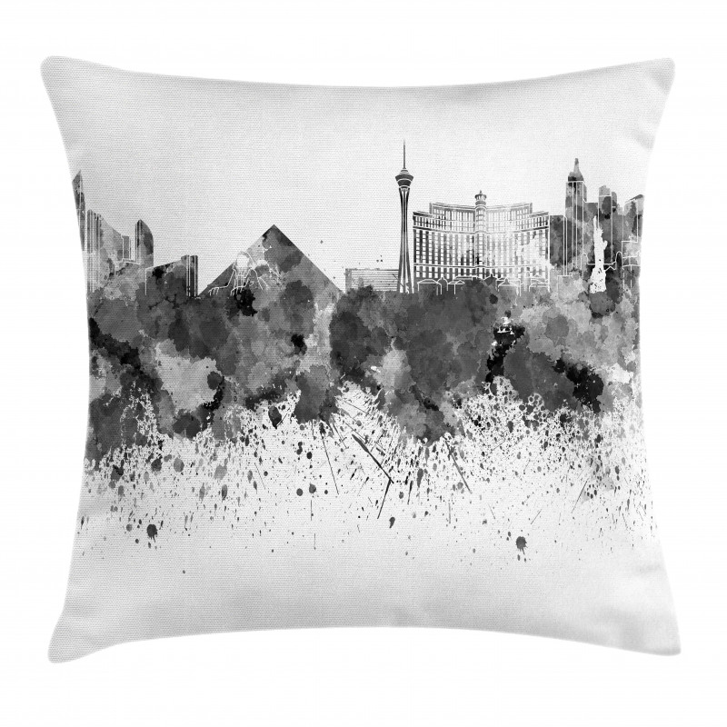 Monochrome Vegas Skyline Pillow Cover