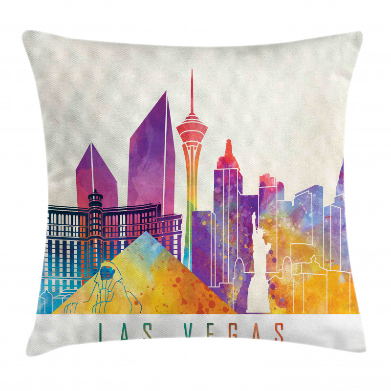 Colorful Landmarks Design Pillow Cover