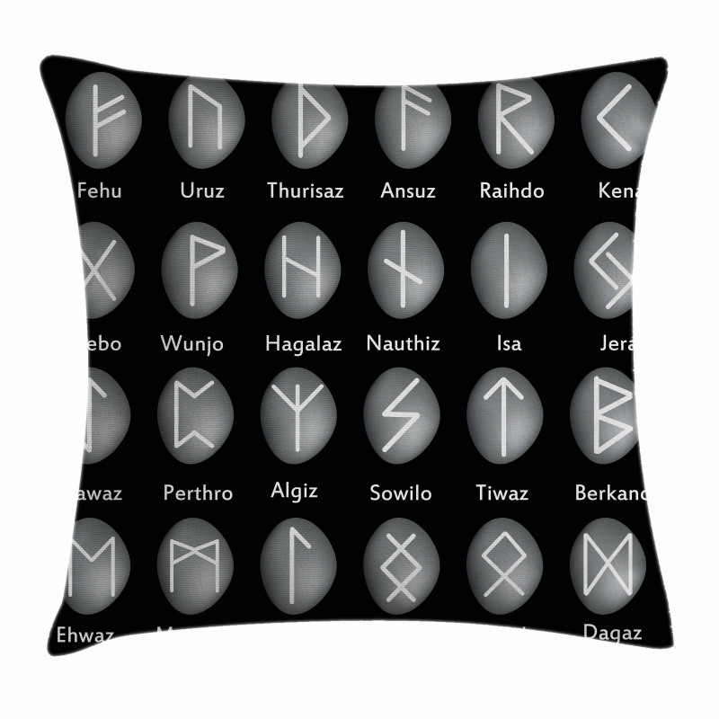 Shaded Effect Runic Alphabet Pillow Cover