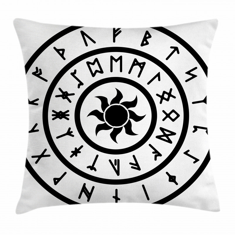 Sun and Nordic Runes Pillow Cover