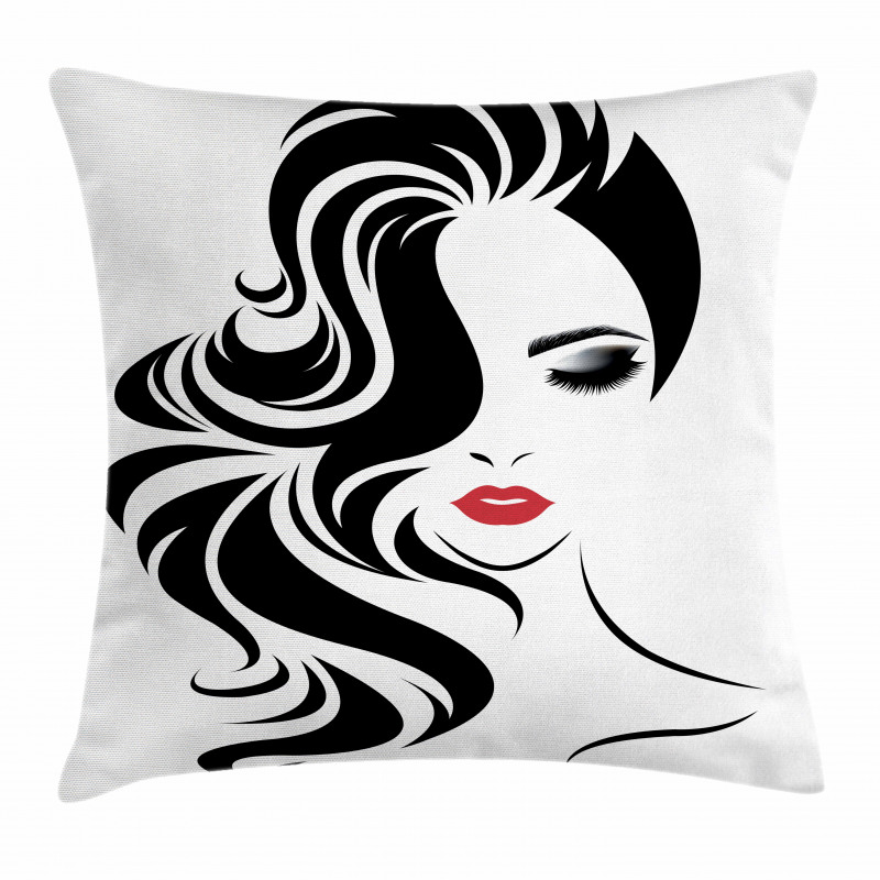 Red Lipstick and Waves Pillow Cover