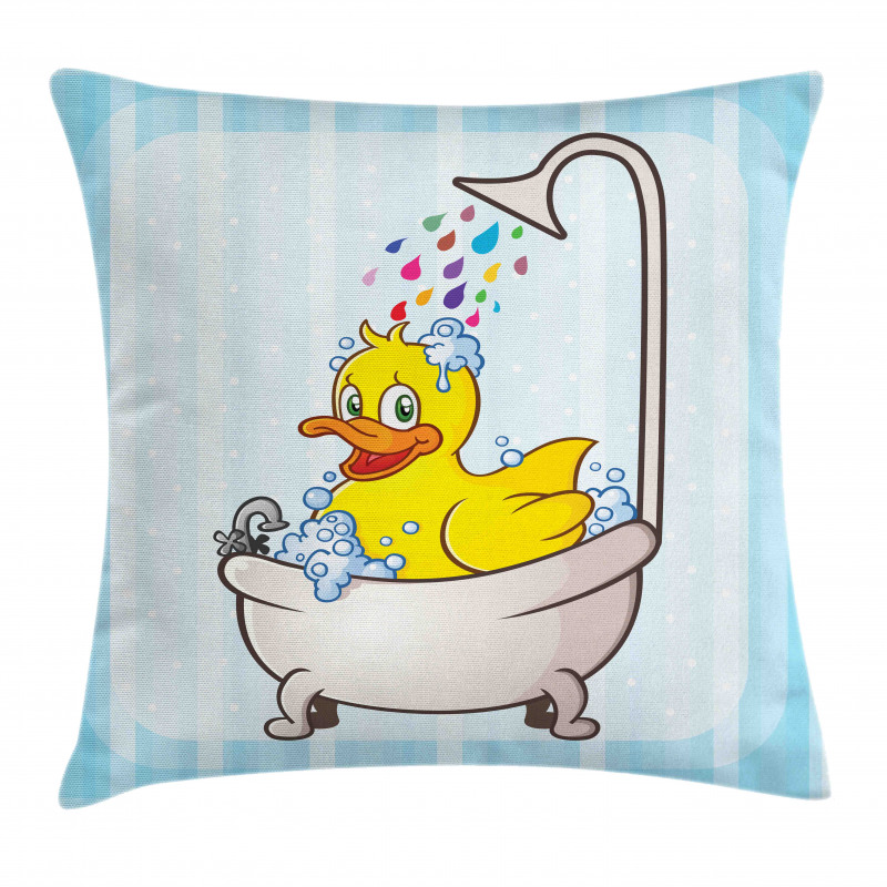 Cartoon Mascot in Bathtub Pillow Cover
