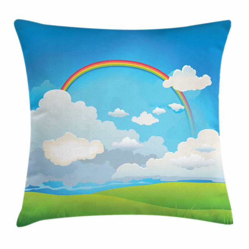 Rainbow and Lonely Tree Hills Pillow Cover