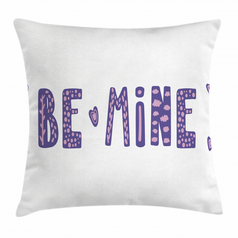 Typographic Text and Hearts Pillow Cover