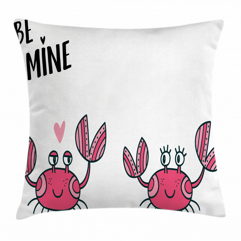 Funky Crab Couple and Heart Pillow Cover