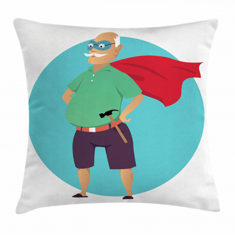 Super Grandpa with Hammer Pillow Cover