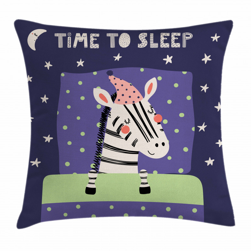 Sleeping Zebra in Nightcap Pillow Cover