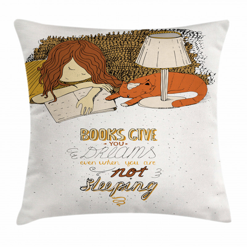 Books Give You Dreams Text Pillow Cover