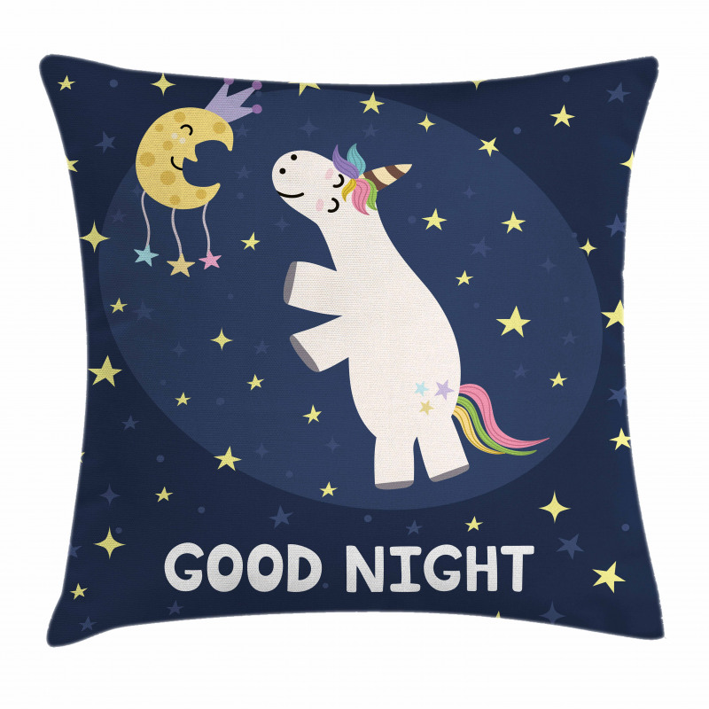 Unicorn with Rainbow Hair Pillow Cover