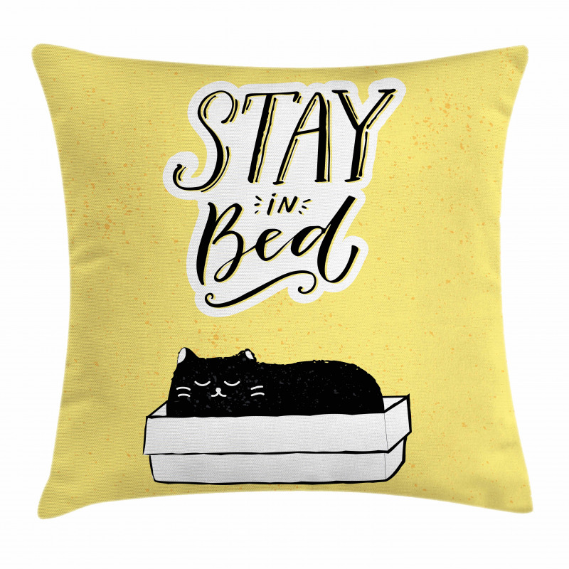 Sleepy Black Cat in a Box Pillow Cover