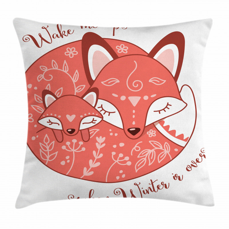 Sleeping Baby Fox and Mother Pillow Cover