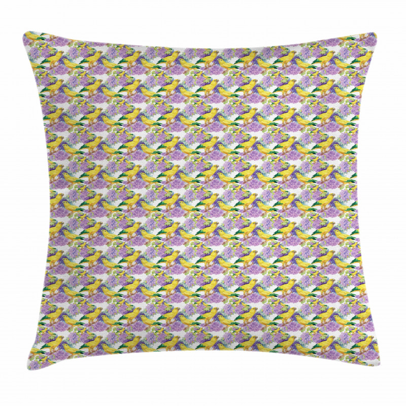 Tropical Yellow Parrot Birds Pillow Cover