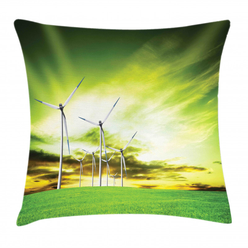 Wing Turbines Green Sky Pillow Cover