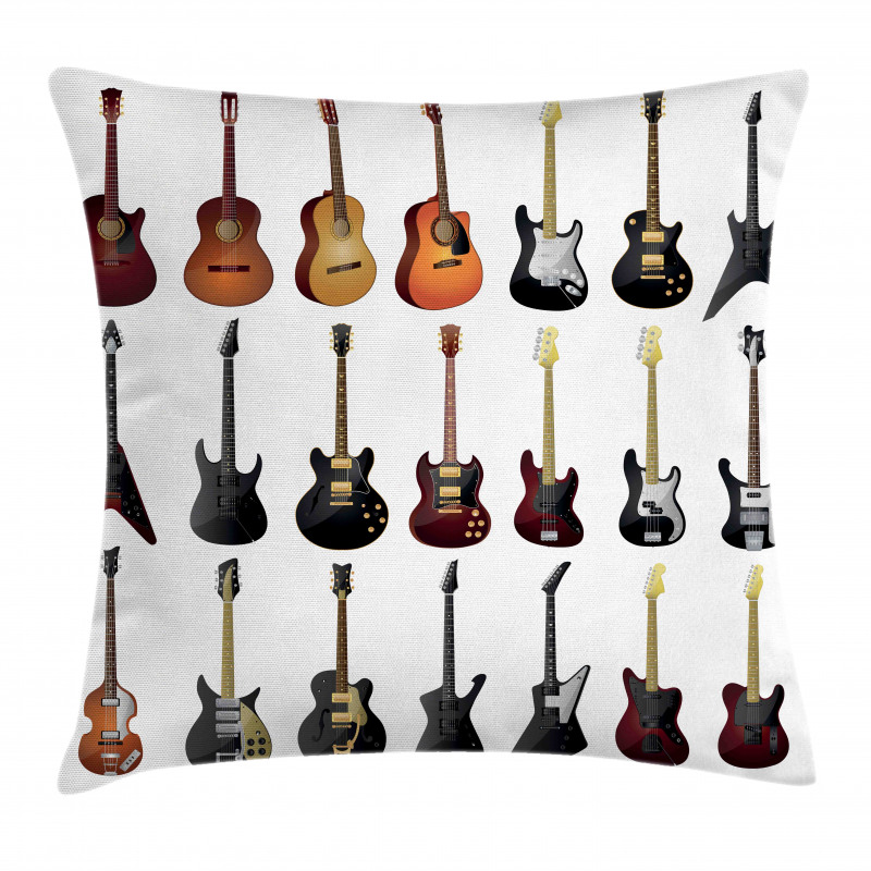 Guitars Rock and Jazz Pillow Cover
