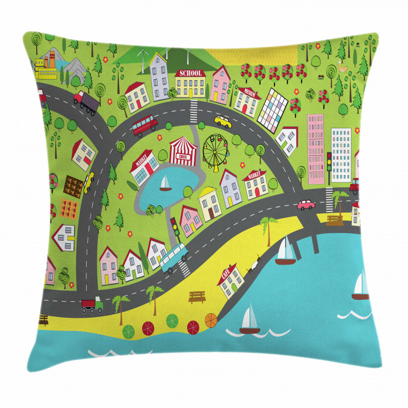 Landscape of Urban and Suburbs Pillow Cover