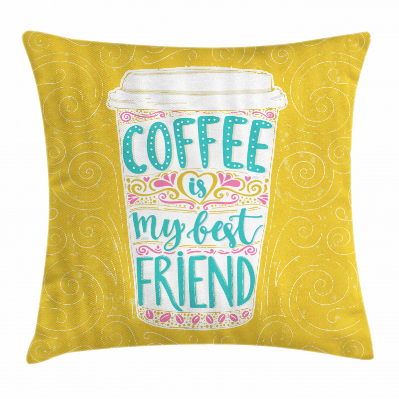 Coffee My Best Friend Text Pillow Cover