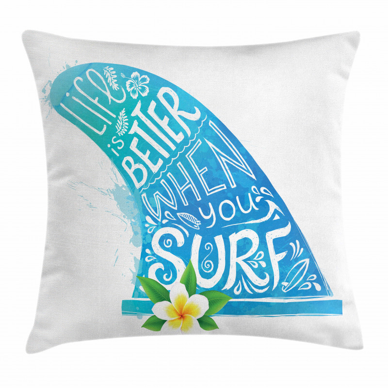 Wave with Bali Flower Pillow Cover