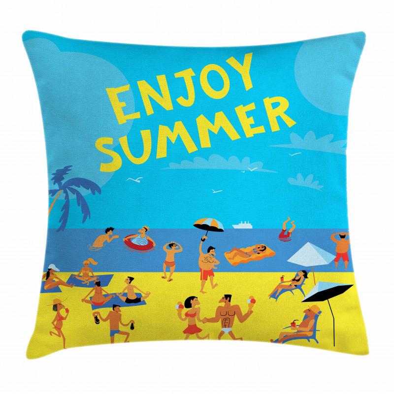 People Tropical Beach Pillow Cover