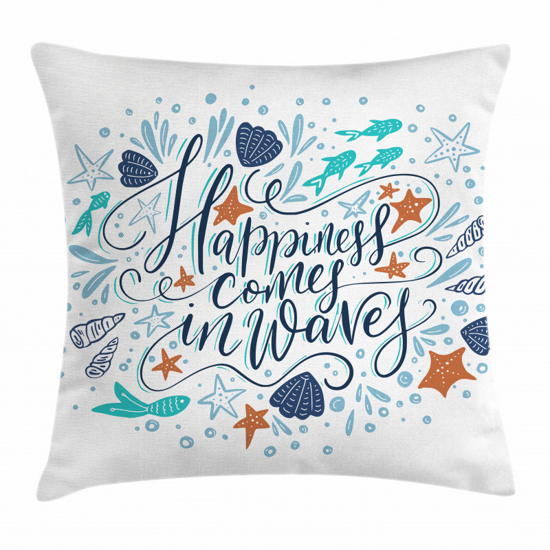 Hand-drawn Phrase Fish Pillow Cover