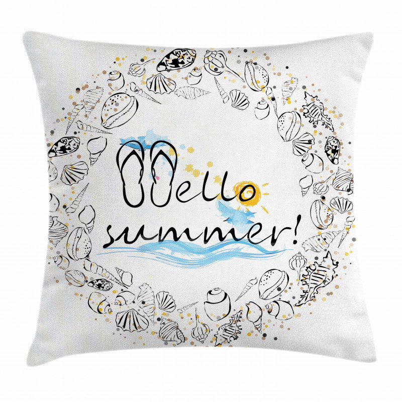 Hello Summer Seashells Pillow Cover