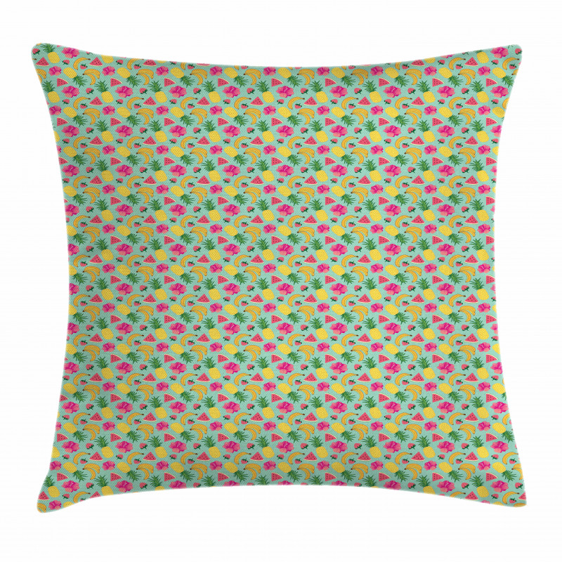 Hibiscus Flowers and Banana Pillow Cover