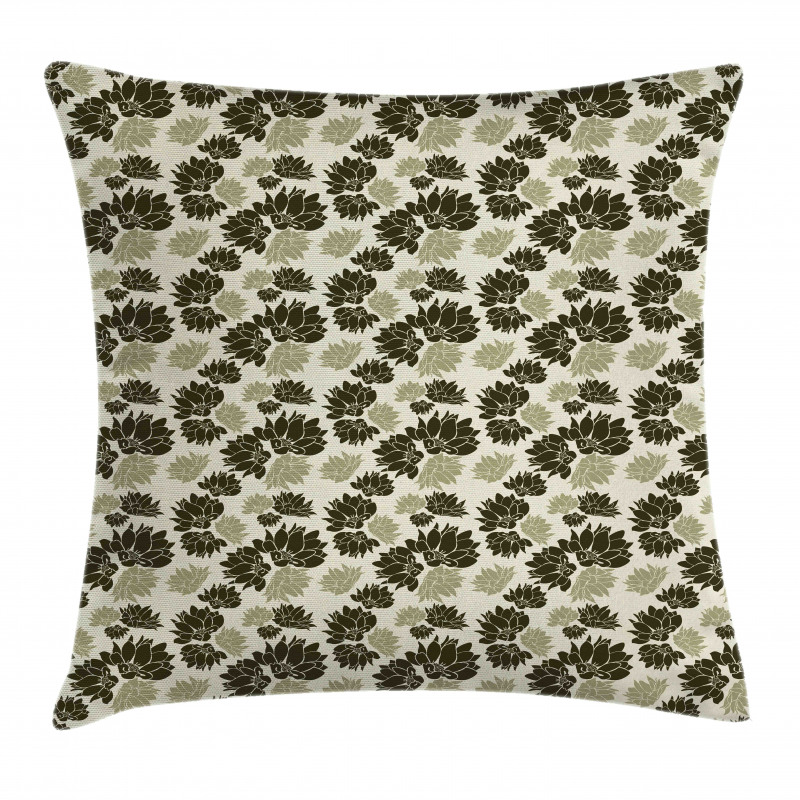 Antique Flower Silhouettes Pillow Cover