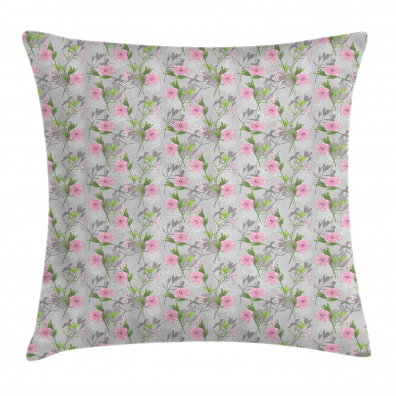 Pink Blossoms Garden Growth Pillow Cover