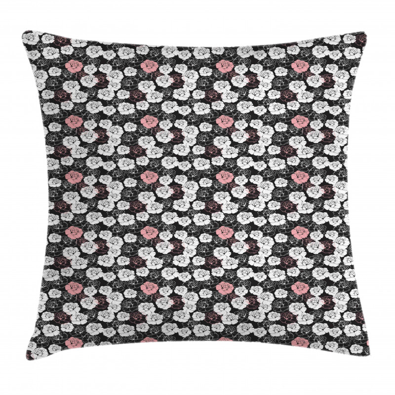 Romantic White Pink Roses Pillow Cover