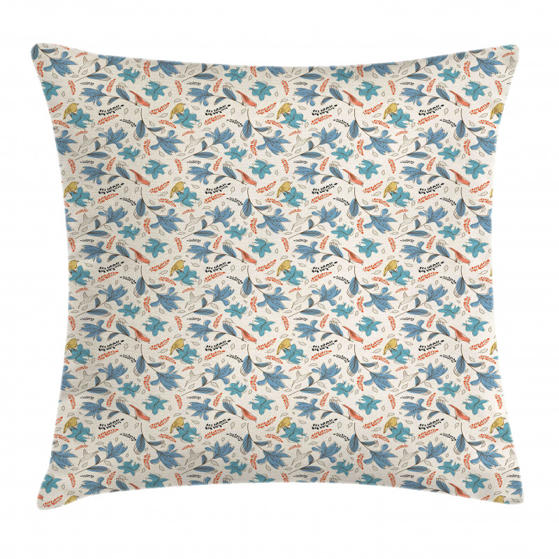 Abstract Flowers and Birds Pillow Cover