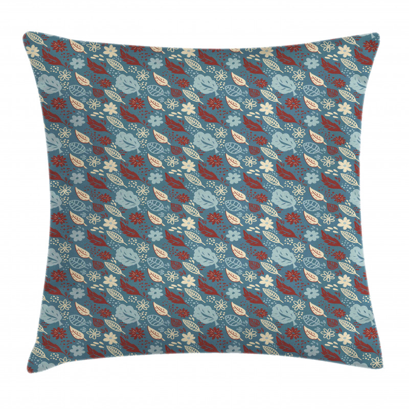 Botanical Flowers Leaves Pillow Cover