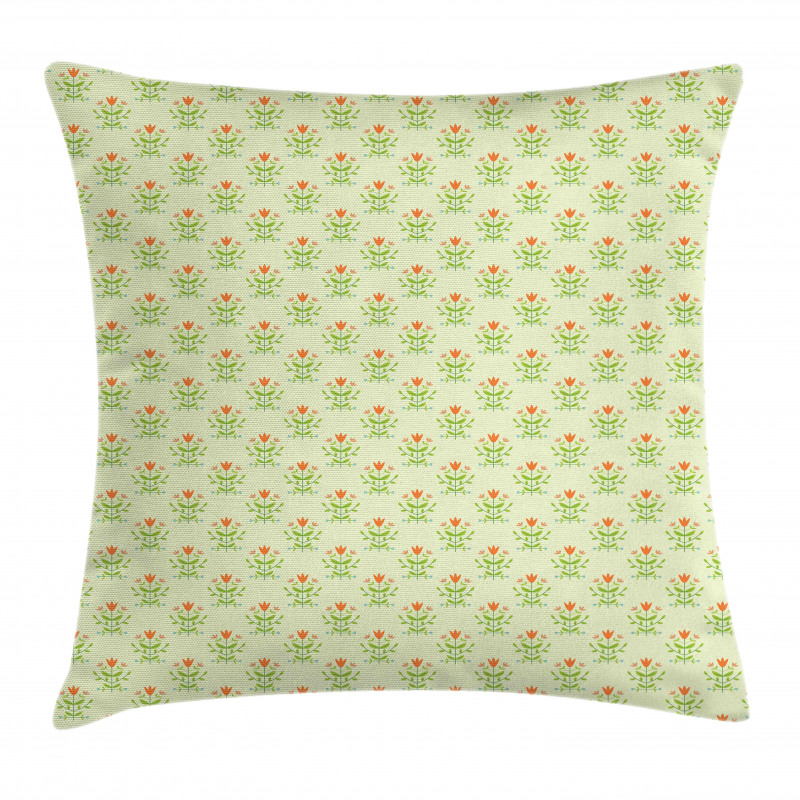 Orange Flower Green Leaf Pillow Cover