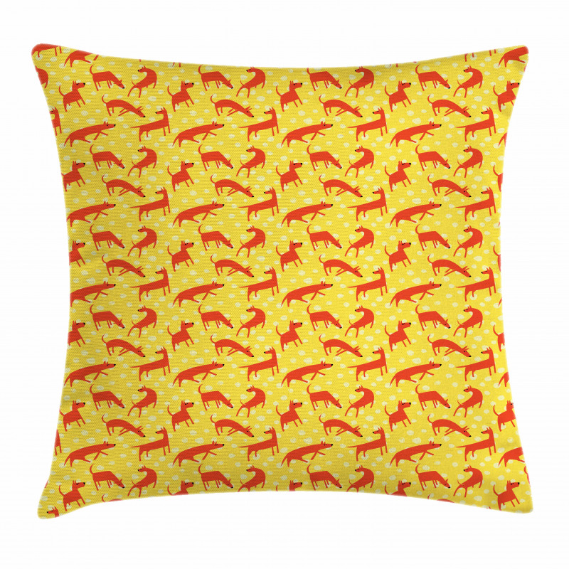 Animal Silhouettes on Yellow Pillow Cover