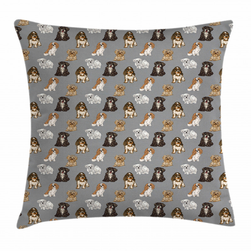 Different Dog Breeds Artwork Pillow Cover