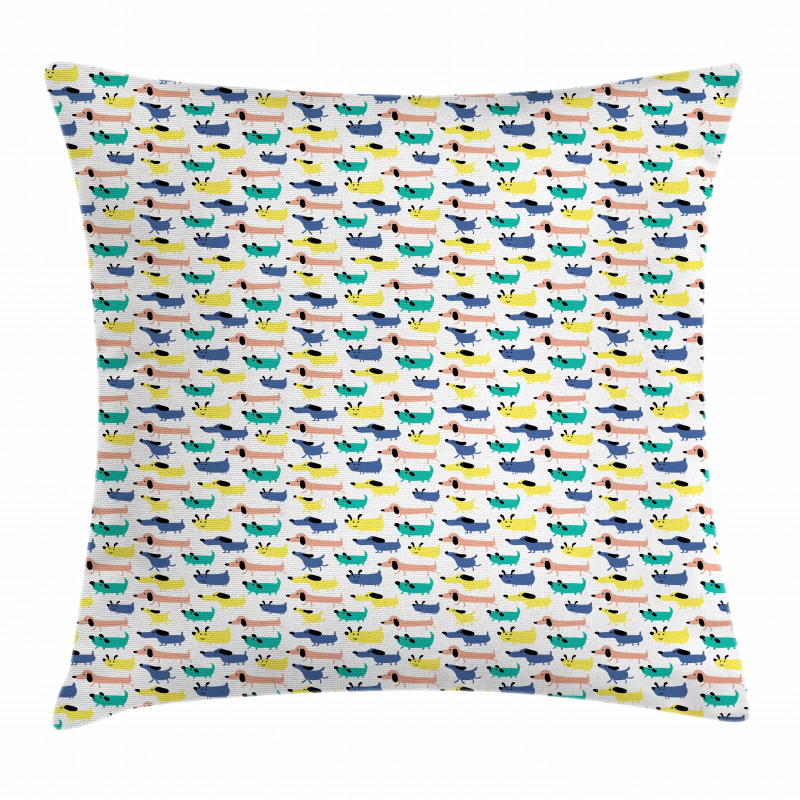 Colorful Cartoon Silhouettes Pillow Cover