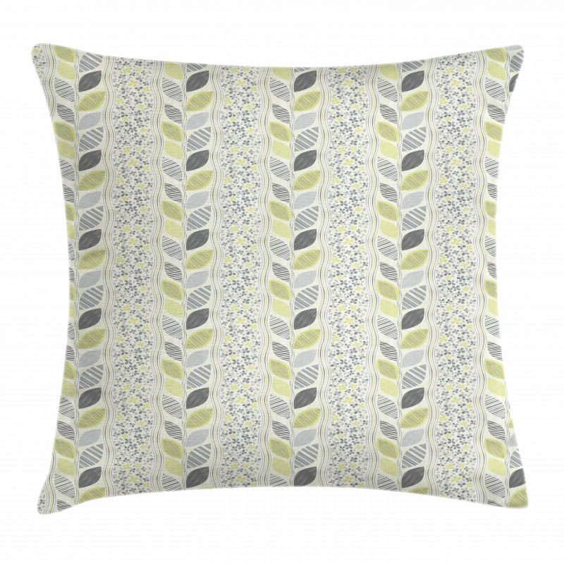 Stripes Sketched Leaves Pillow Cover
