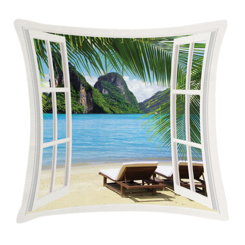 Palms and Ocean Summer Pillow Cover