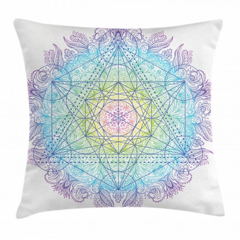 Metatron Cube on a Mandala Pillow Cover