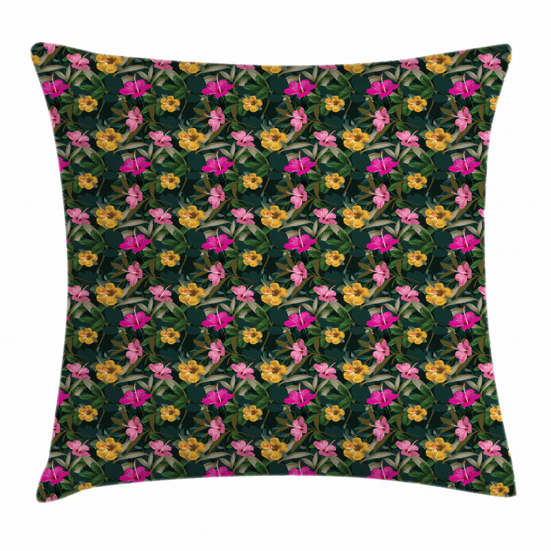 Full Blossom Hibiscus Motif Pillow Cover