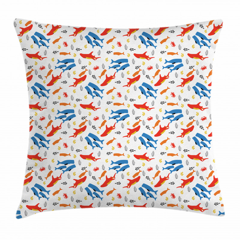 Whale and Hammerhead Shark Pillow Cover