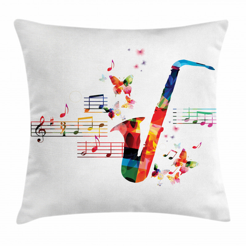 Saxophone with Butterflies Pillow Cover