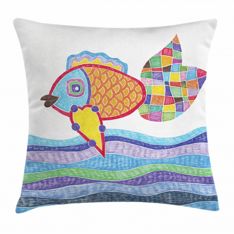 Fish Scales and Squares Doodle Pillow Cover
