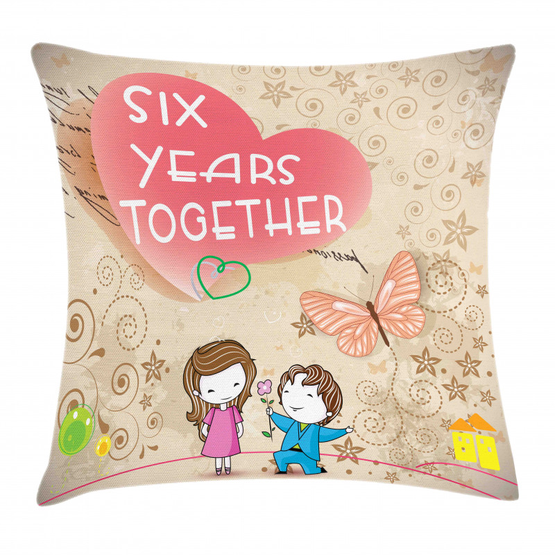 6 Years Together Words Pillow Cover