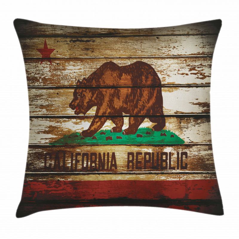 California Flag Rustic Boards Pillow Cover