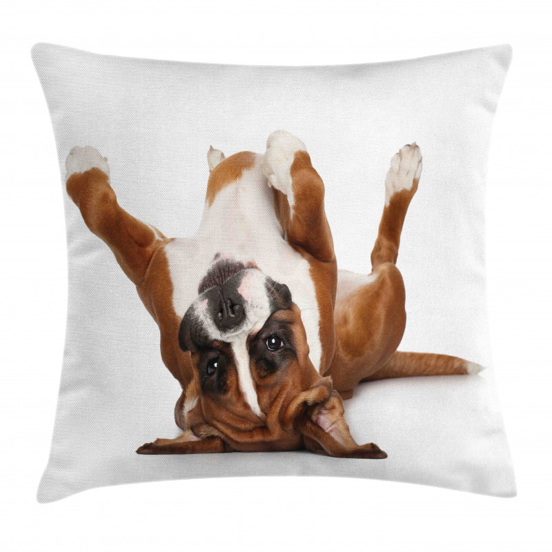 Funny Playful Puppy Image Pillow Cover