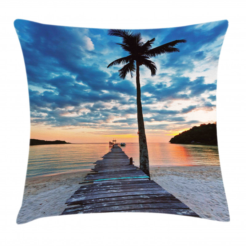 Rustic Jetty on Calm Water Pillow Cover
