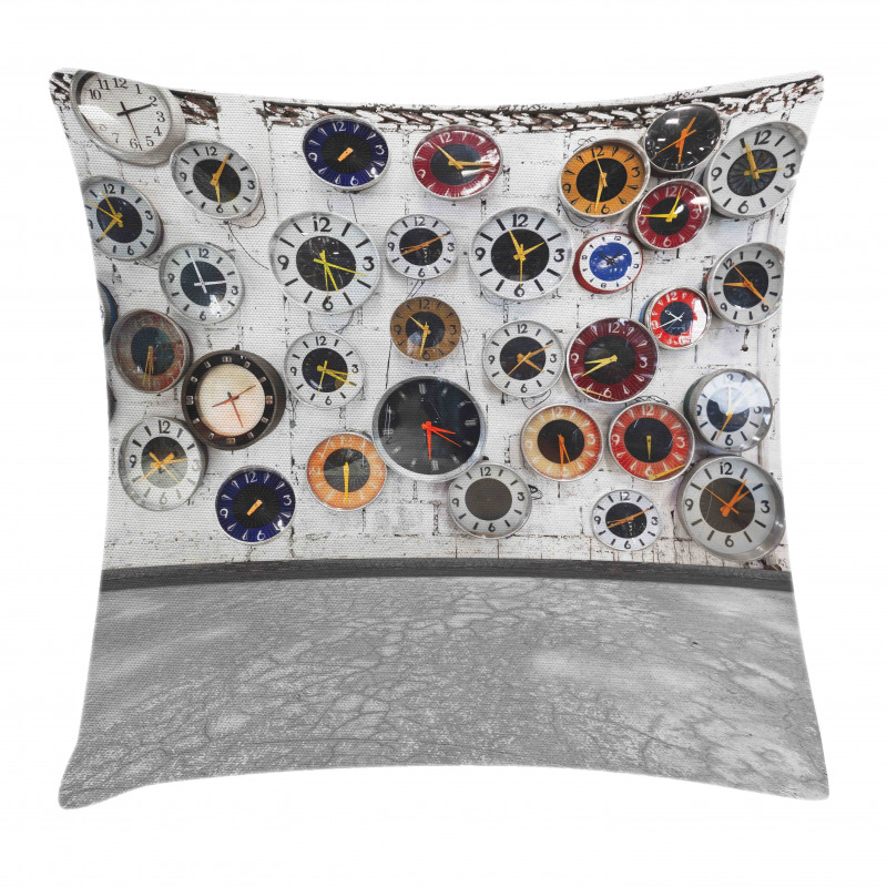 Several Wall Watches Photo Pillow Cover